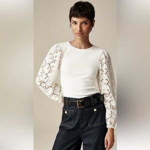J. Crew NWT White Eyelet Sleeve Blouse